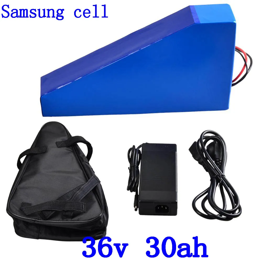 

36V Triangle battery 36v 30ah electric bike battery 36V 30AH lithium ion battery use samsung cell for 36V 500W 1000W motor+bag