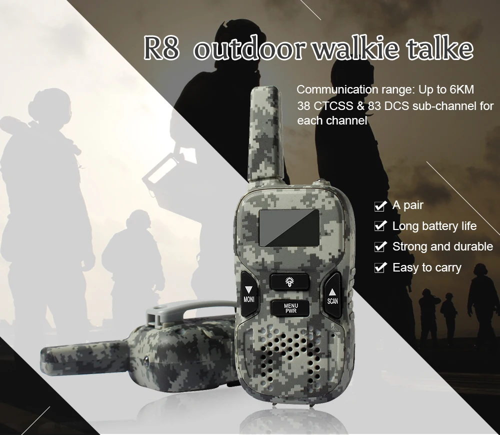 2 шт. R8 Мини Портативная портативная рация детская рация 0,5 Вт PMR FRS UHF частота портативная двухсторонняя рация КВ трансивер