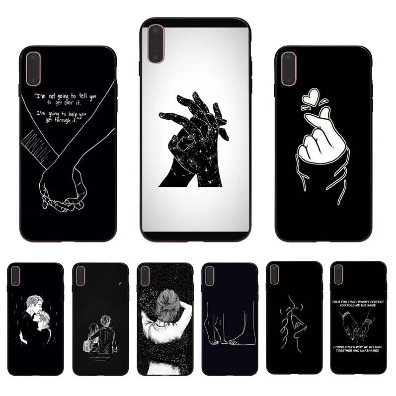 

Black and white Inching Closer you patterned Soft silicone phone case for iphone X XS XR XSmax 6 7 8 5S 6S 7/8/6S/6PLUS 5 shell