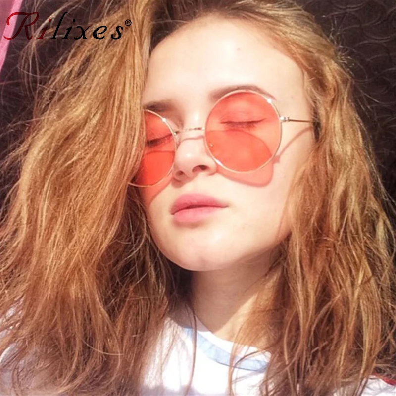 

Rilixes Luxury Oversized Round Sunglasses Women Retro Brand Designer Big Frame Sun Glasses Female Lunettes de Sol Femne Eyewear