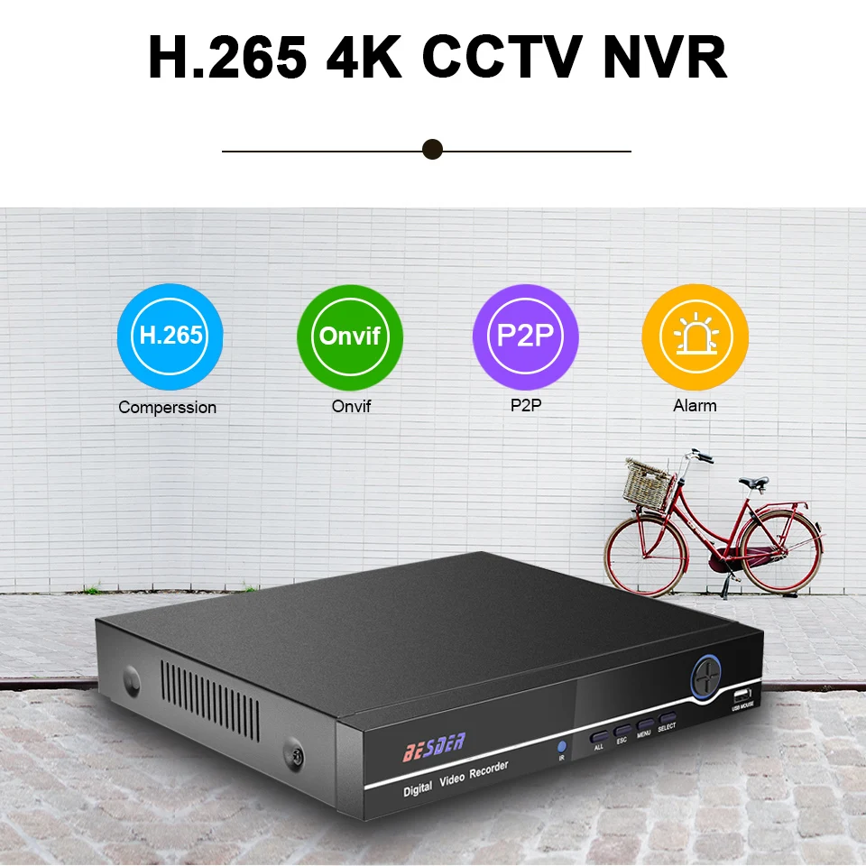 Видеорегистратор BESDER H.265 HI3536C устройство для видеонаблюдения 8 каналов 4K / 25 5 МП NVR