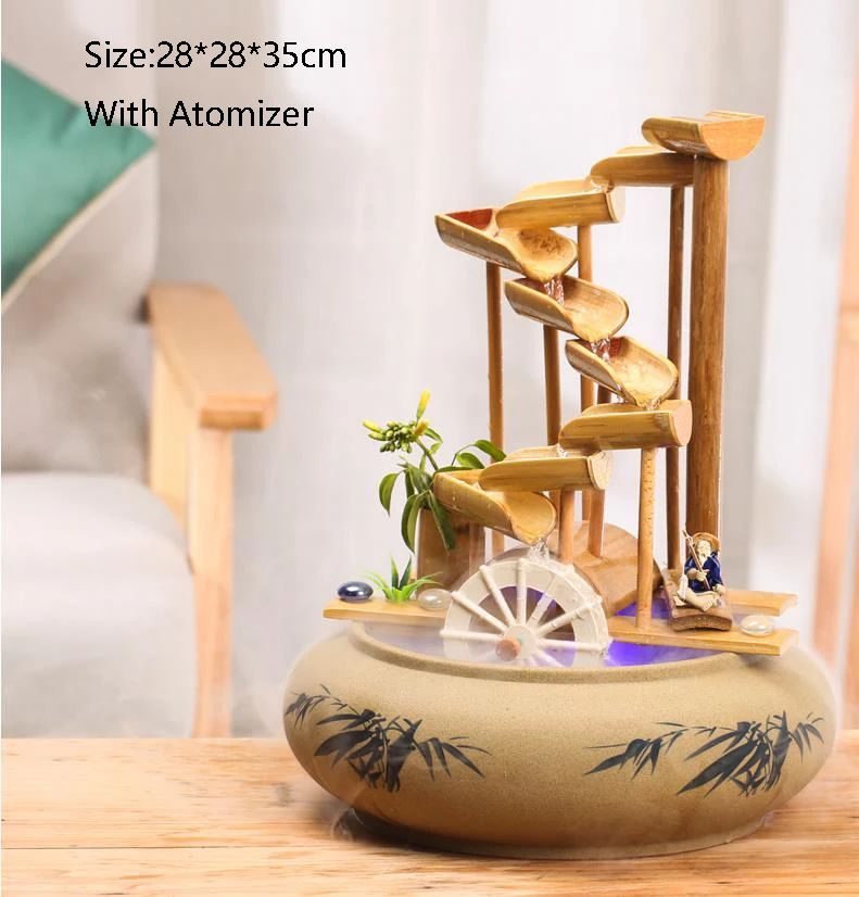110/220V ручной Скульптура бамбук Керамика воды фонтан-испаритель сад Feng Shui рулевого колеса автомобиля декоративные украшения для подарка на день рождения - Цвет: D