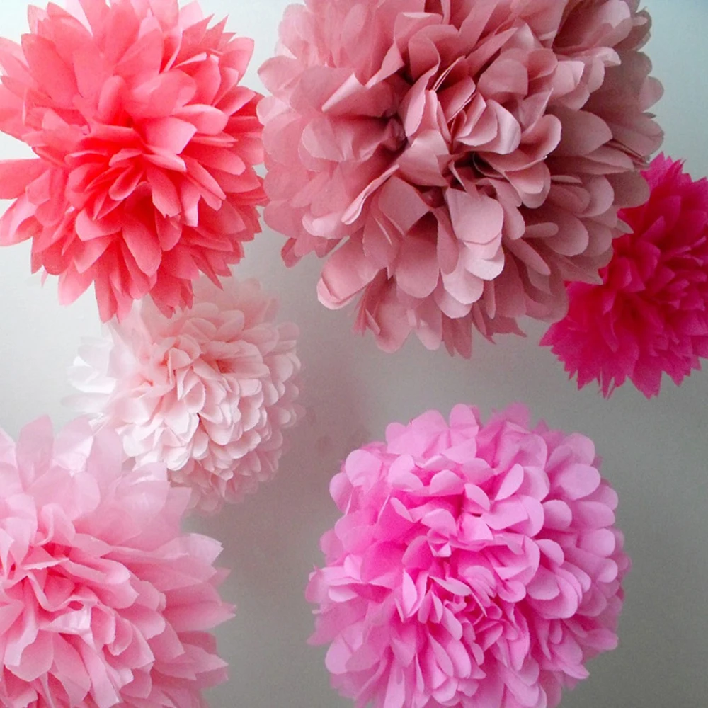27 шт. милые розовые свадебные украшения с помпонами тканевые бумажные помпоны