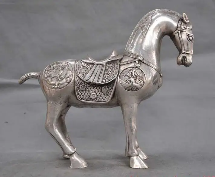 9 &quotСтарый китайский фэншуй серебряный дракон феникс птица успех Зодиак Лошадь