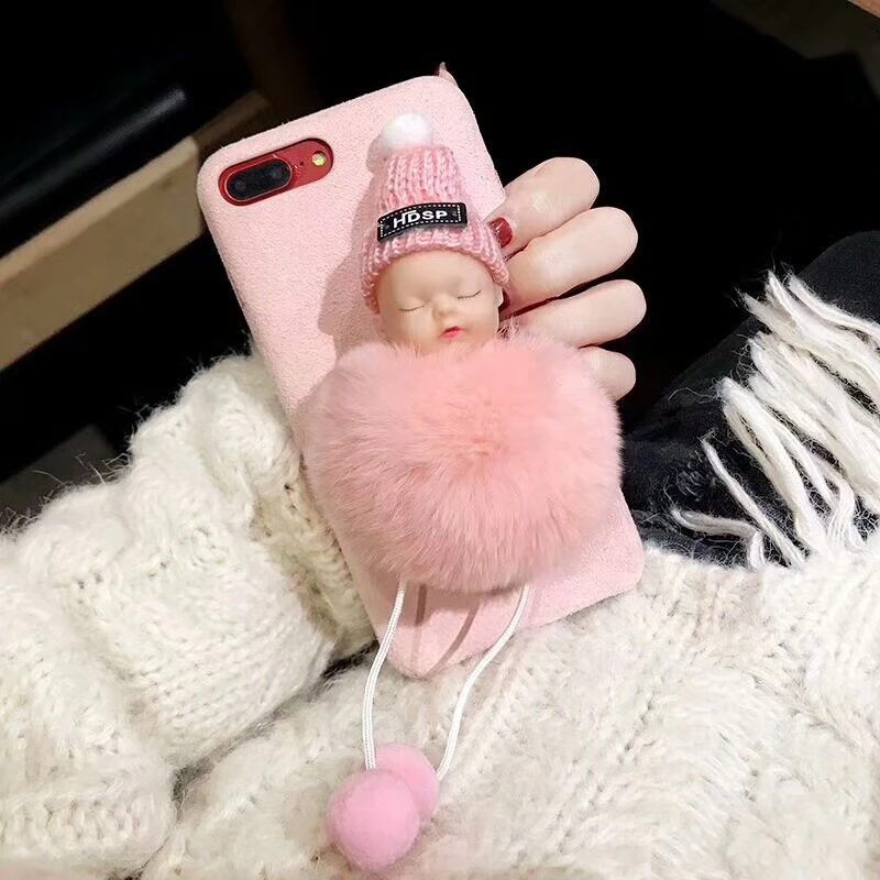 Kuutti Squishy Sleep baby Phone Covers Pink Gray Fur Fitted Cases for iPhone 7 Accessories Fundas 6 Case |