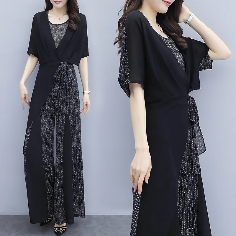 Шифоновый комплект из 3 предметов для женщин Conjunto Feminino летний женский костюм Ensemble