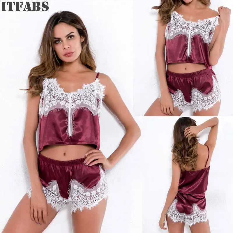 Летнее Новое модное женское сексуальное атласное кружевное нижнее белье Babydoll