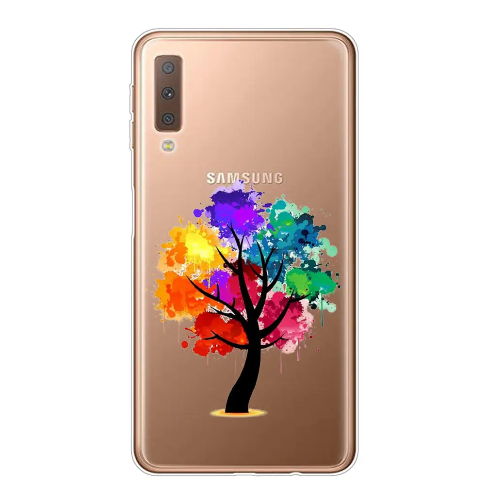 Чехол для Samsung A7 2018 мягкий силиконовый чехол из ТПУ телефонов Galaxy A750 A750F с розовыми