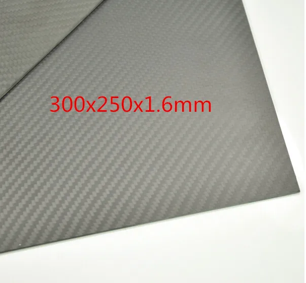 

1 шт. 3K 100% углеродное волокно матовая поверхность лист 300x250x1.6мм