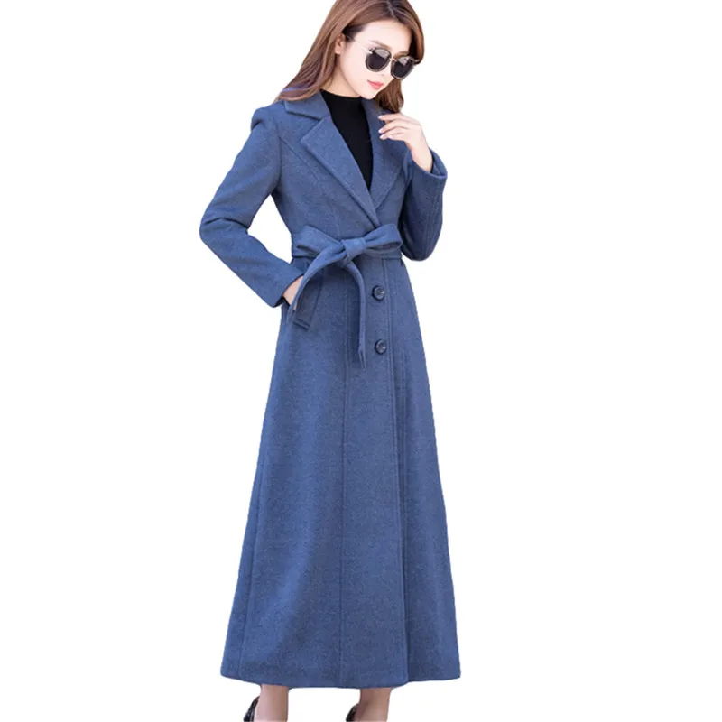 

High quality Women Wool Jacket Autumn Winter New Korean Slim Elegant X-Long Overcoat Plus size Female Windbreaker Wool Coats 5XL