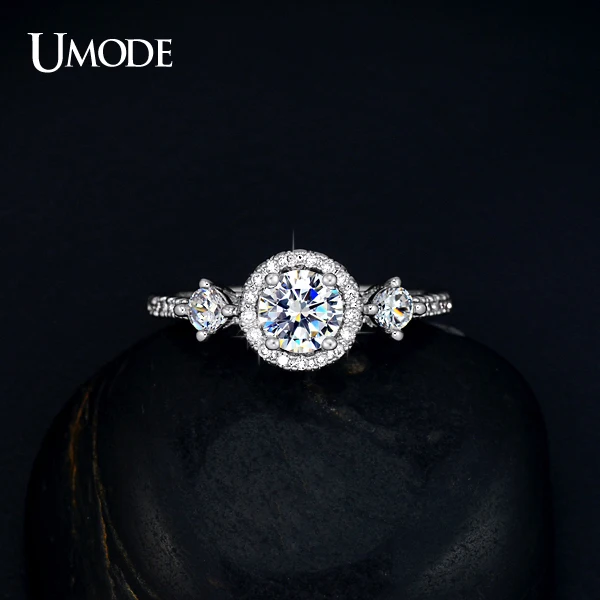 Женские обручальные кольца UMODE Anillos роскошные белого и золотого цвета высшего
