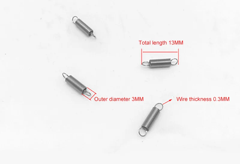 0.3x3x13mm Оборудование для дома пружина тяните Вниз Крюк высокопрочный возврат 304 нержавеющая сталь короткий крюк тормозной стальной пружины - Цвет: 0.3x3x13mm