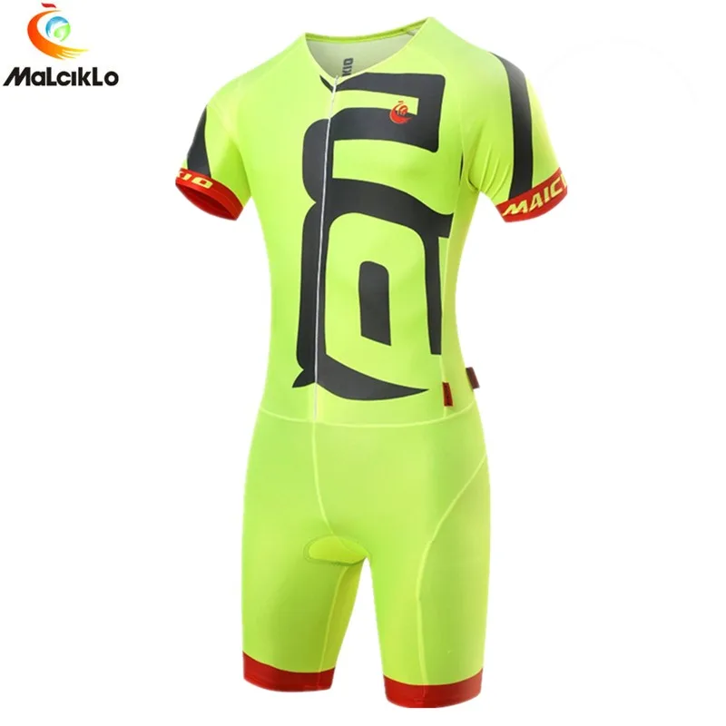Malciklo Pro Триатлон Skinsuit Fluor желтая велосипедная Джерси 2018 одежда для горного