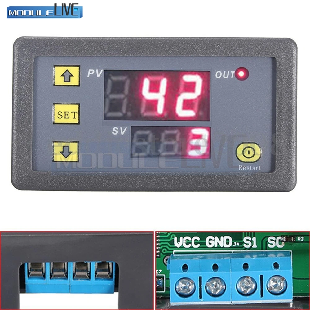 DC 12 В 10 А 1500 Вт реле времени Ti mi ng модуль задержки циклический таймер цифровой светодиодный двойной дисплей 0-999 mi двойной светодиодный таймер управления