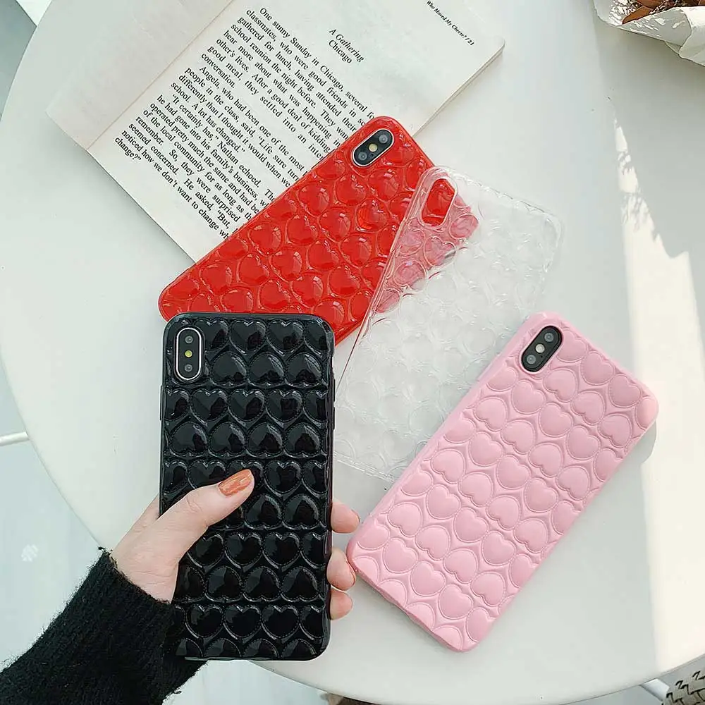 Чехол для телефона в форме сердца Boucho 3D iphone XR X XS 6 6S 7 8 Plus MAX модная яркая задняя