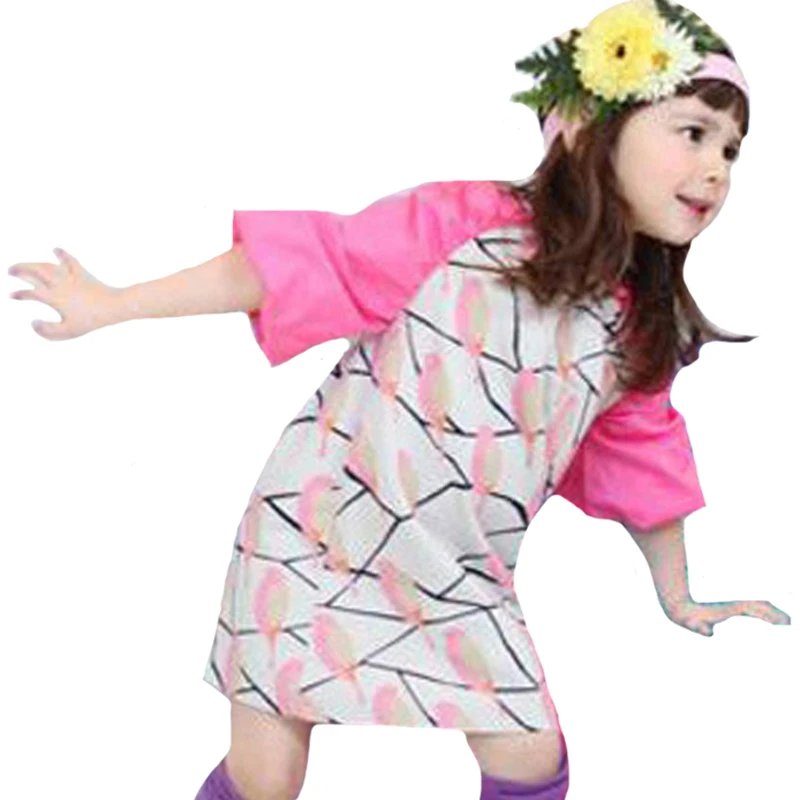 

SOSOCOER Girls Dress Summer Cartoon Animal Bird Toddler Girl Dress Fashion Brand Pink Kids Dresses For Baby Girl Clothes Outfits