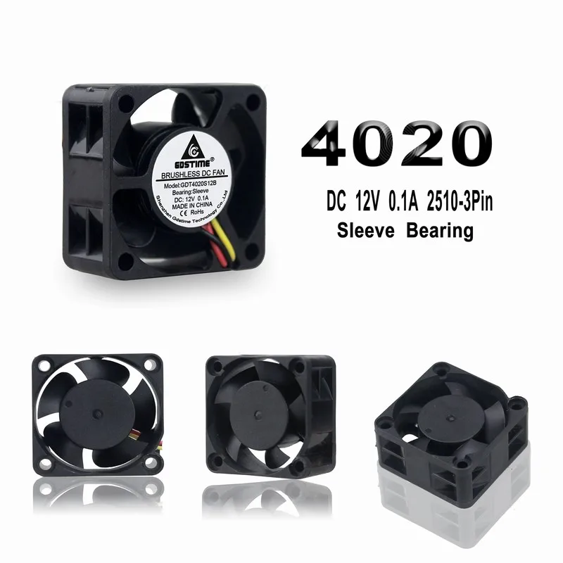 Gdstime 2 шт. DC 4 см 3pin 4020s 40x40x20 мм PC 12 вольт бесщеточный осевой строка 4020s|Кулеры и