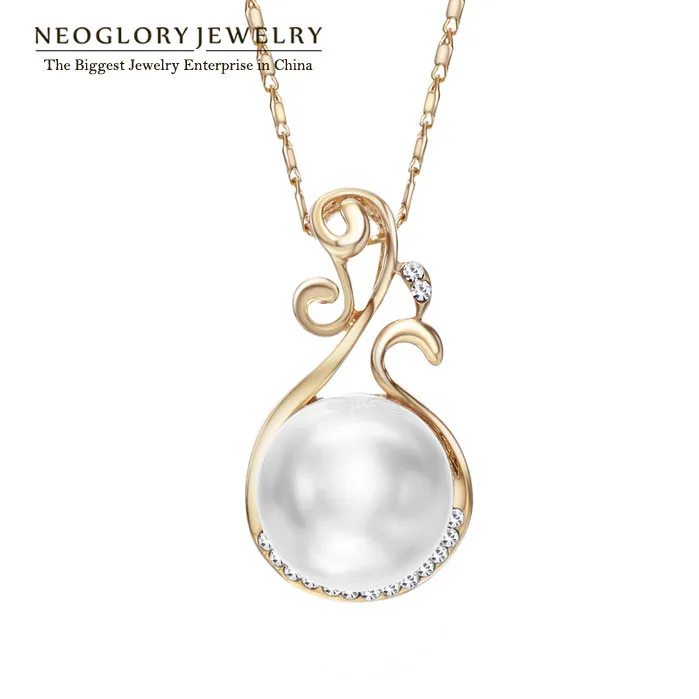 Neoglory Стразы с подвеской из искусственного жемчуга очаровательные женские