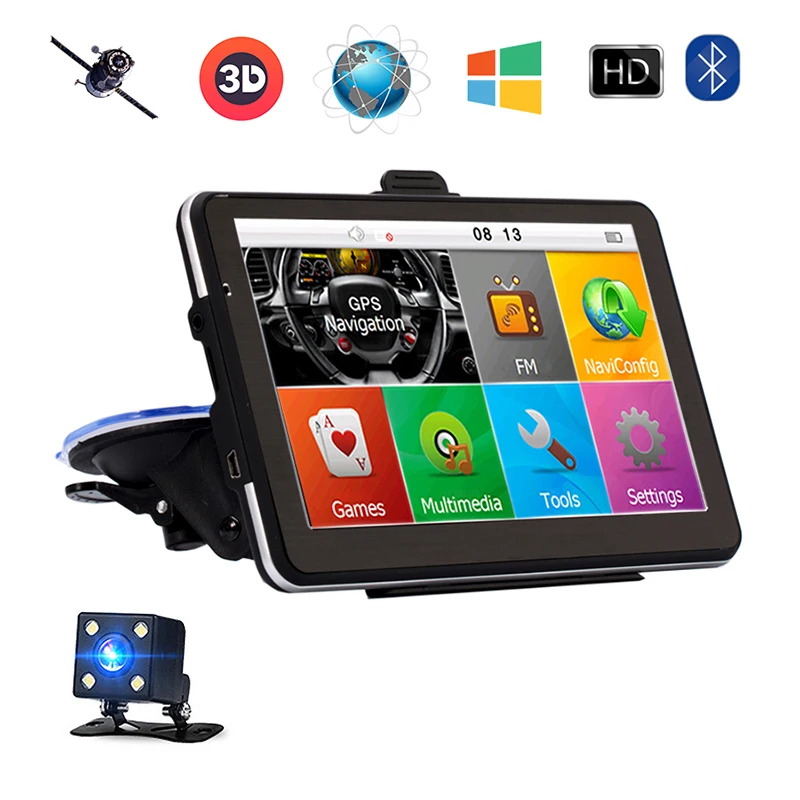7 дюймов Автомобильный gps-навигатор, навигация WinCE 6,0 Bluetooth AVIN камера заднего вида 8 ГБ/256 Мб Европа Навител пожизненная карта автомобиля gps
