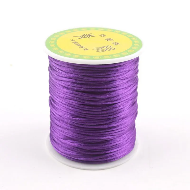 Purple 1 шт. 1 мм 80 м атласная шелковая веревка нейлоновый шнур красочный детский Прорезыватель аксессуары ожерелье-прорезыватель веревка для плетения DIY силиконовый инструмент из бисера - Цвет: Purple