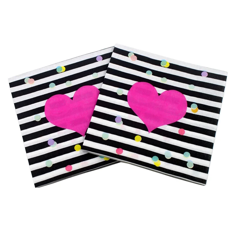 Love 20 шт./партия, милые бумажные салфетки для свадьбы и Помолвки на День святого Валентина, вечерние принадлежности - Color: Love
