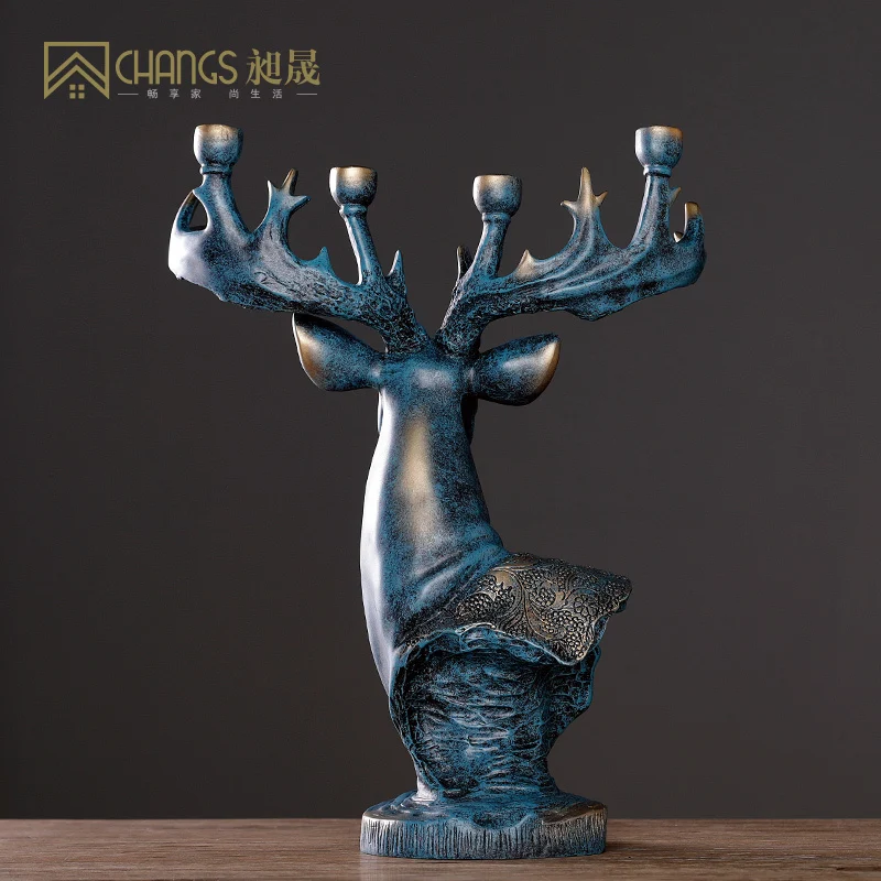 

European Creative Elk Head Arrangement Resin Soft Decoration Arrangement In Living Room Television Wine Cabinet Office Study