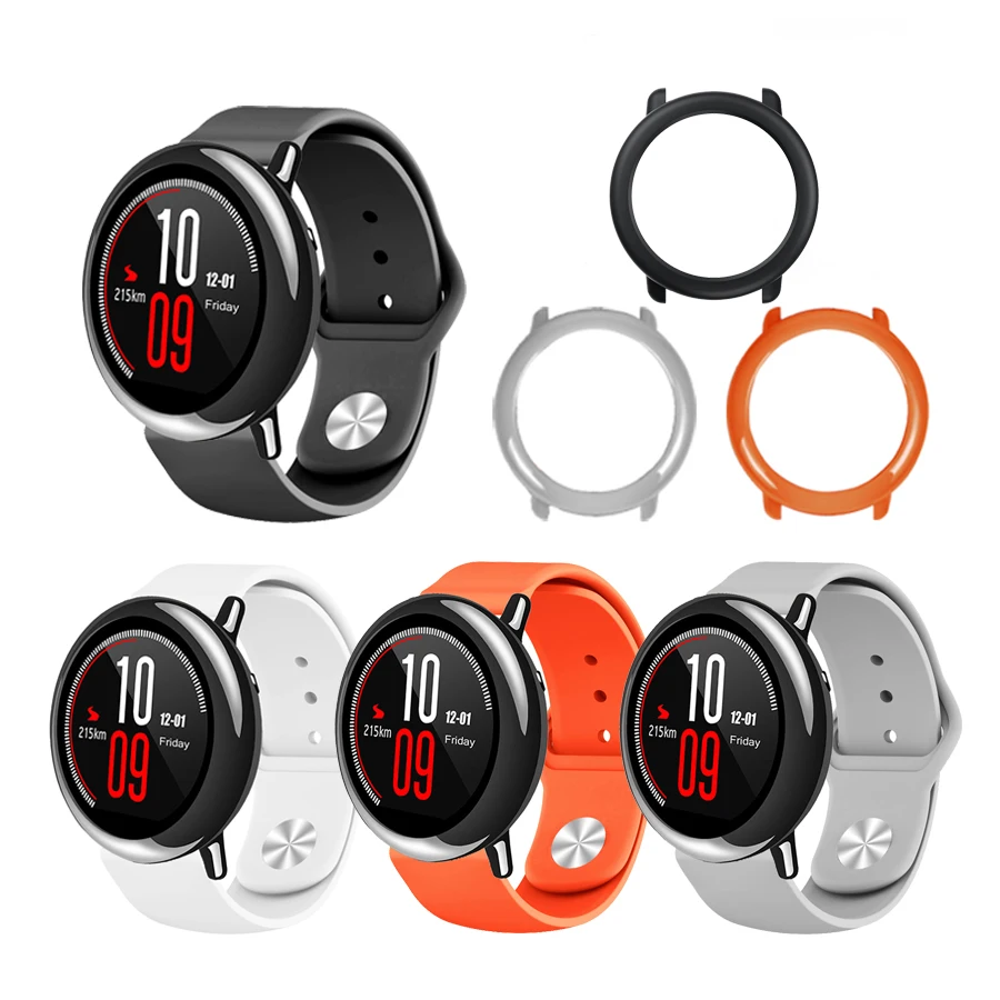 2 в 1 для Amazfit ремешок Bip силиконовый браслет для часов+ PC защитный чехол рамка для Xiaomi Huami Amazfit Pace аксессуар
