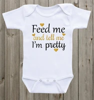 feed me and tell me im pretty girl infant baby bodysuit onepiece romper outfit take home toddler shirt birthday party favors