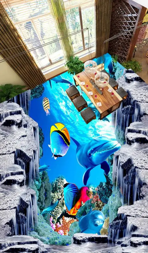 

Современные обои 3d для пола под водой мир дельфинов настенные бумаги домашний Декор 3d напольные 3d обои для гостиной натуральные