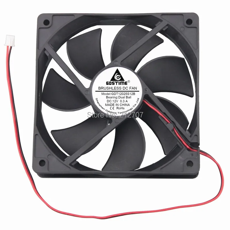 

Gdstime Silent 12025 120mm 12cm 120x120x25mm 12V 2Pin DC Plastic Exhaust Fan Ball Bearing