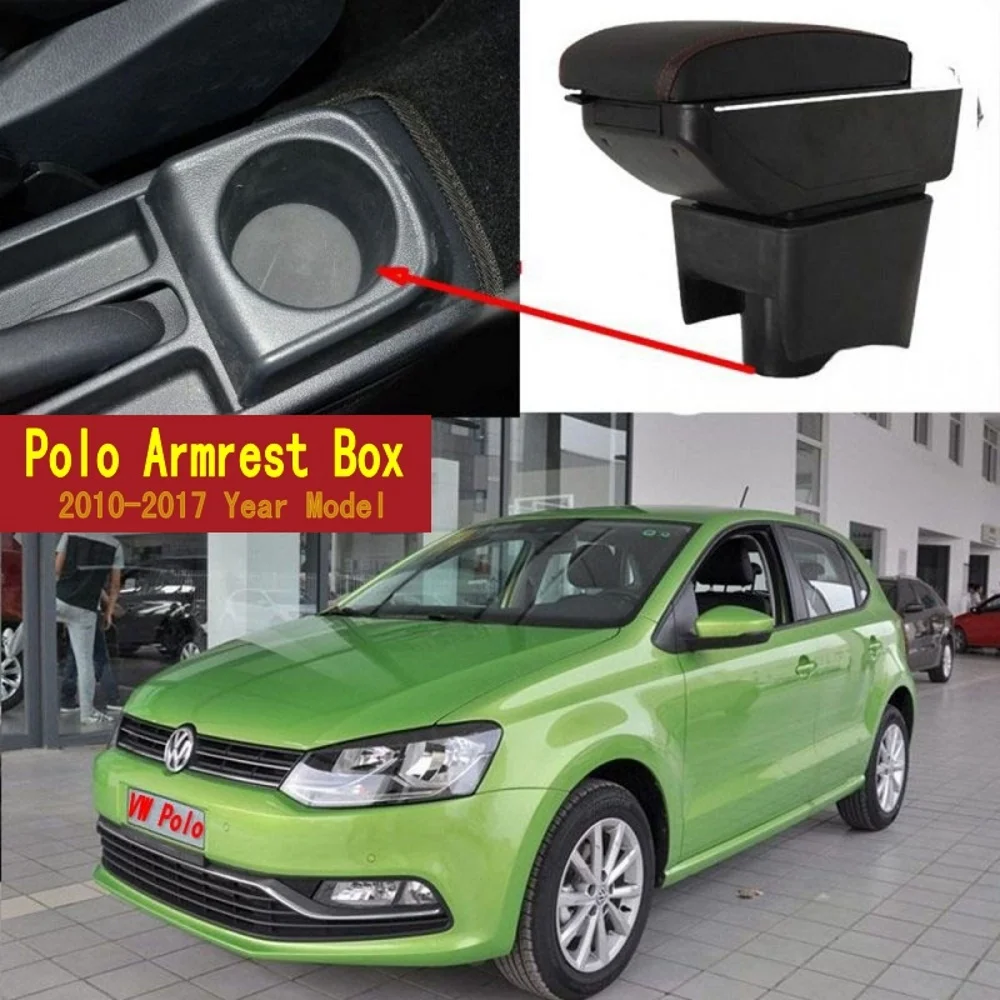 Для Volkswagen Polo Mk5 6R Vento 2010-2018 двухслойный подлокотник центральной консоли ящик для