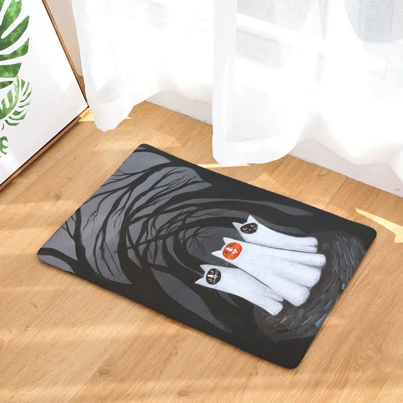 Monily Противоскользящий водонепроницаемый коврик Хэллоуин мультфильм милый Кот