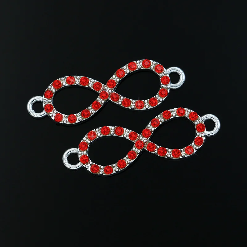 Посеребренные соединители JAKONGO с кристаллами Love Infinity для изготовления ювелирных