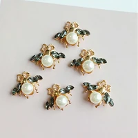 50pcs 1824mm pearl rhinestone bee buckel bead for kids hair jewelry ornament scrapbooking bride headwear craft diy accessory