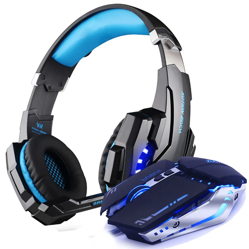 G9000 BLUE MMR5S Игровая гарнитура наушники и игровая мышь 5500 dpi регулируемые стерео бас наушники+ проводные мыши светодиодный светильник оптический USB геймер - Цвет: G9000 BLUE MMR5S