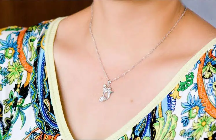 Женское ожерелье с подвеской в виде лисы из чистого серебра 925 пробы подарок на