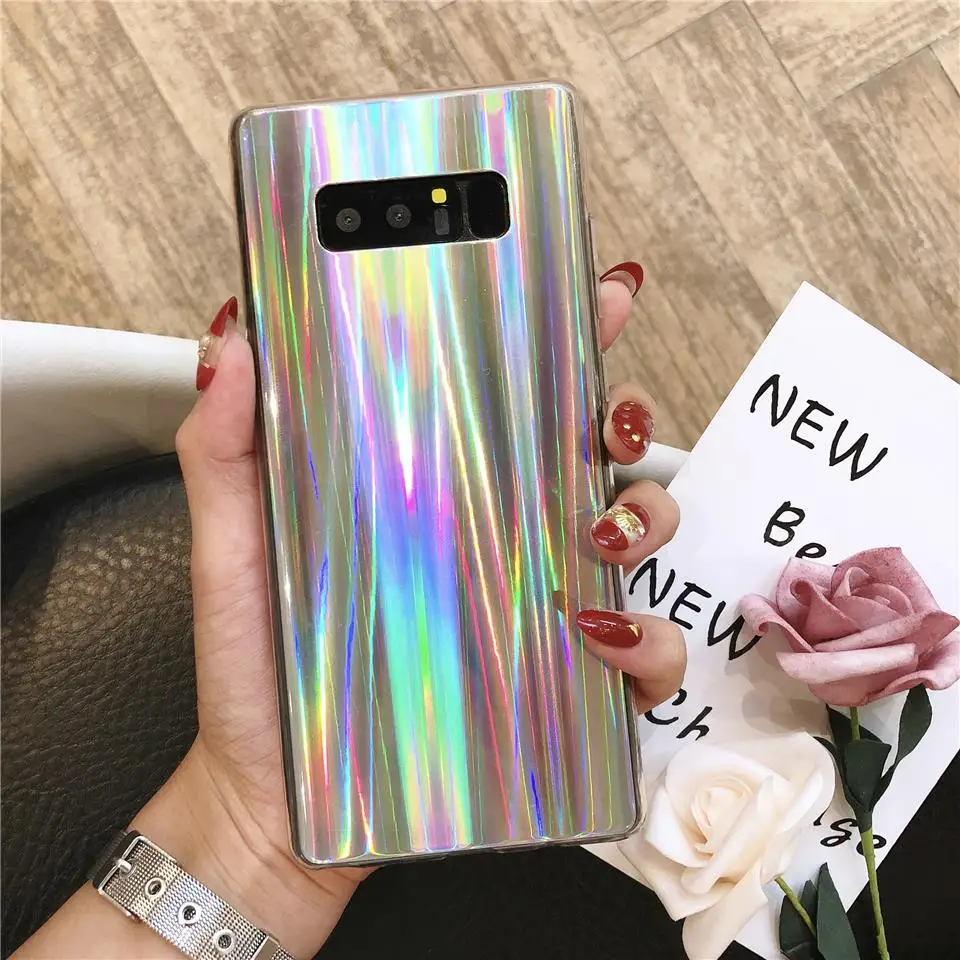 Аврора лазерный силикона IMD мягкий Bling чехол для samsung Galaxy S10 плюс S10E S9 S8 A3 A5 A7 J3 J5 J7 J4