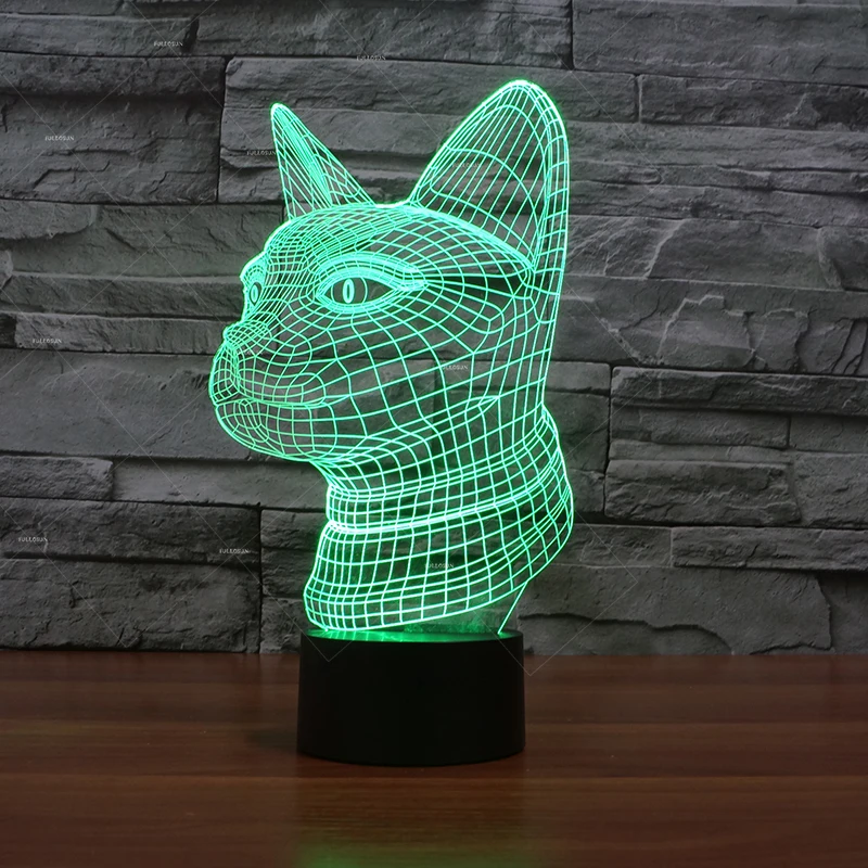 Художественная линия кошачья голова дизайн 3D ночник 7 меняющий цвет для спальни