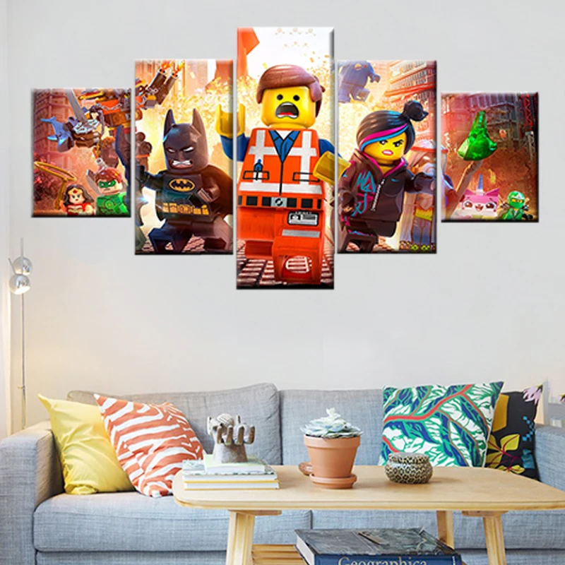 5 шт. художественный модульный постер из фильма LEGO для детской комнаты настенное