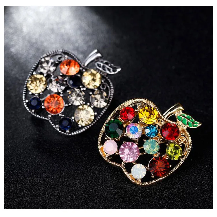 Full Rhinestone Fruit Brooches For Women Shinning Summer Brooch Pin Dress Coat Hat Broches Luxury Jewelry | Украшения и