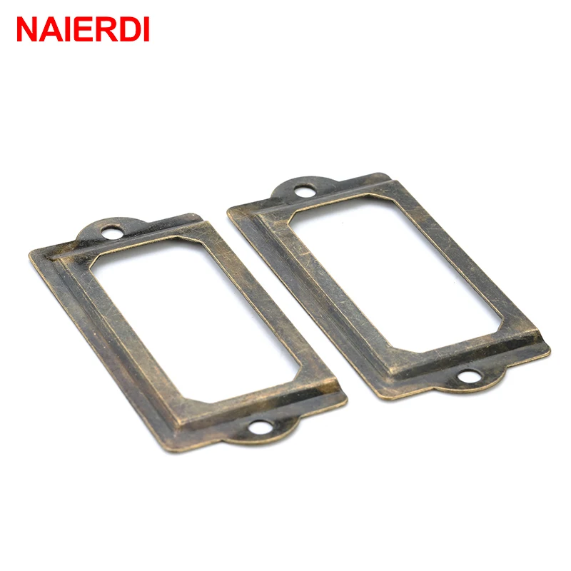 Ручка NAIERDI 69*32 мм античный латунный металлический лейбл Вытяжная рама держатель