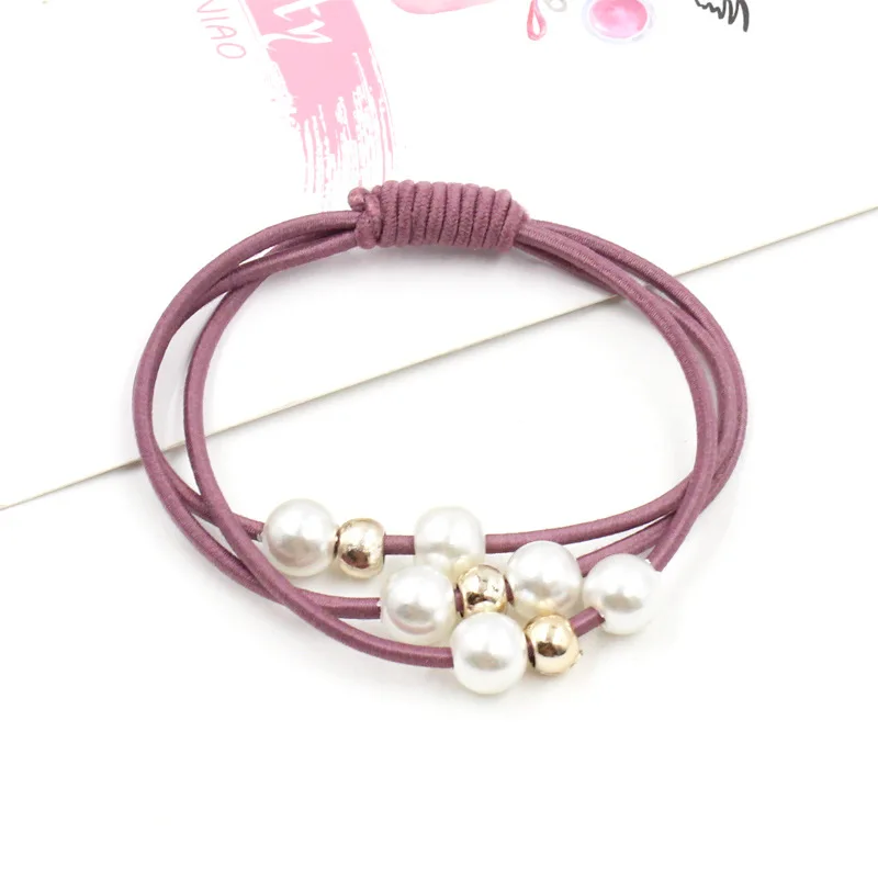 Hot pink 4 шт., аксессуары для волос, жемчужные эластичные резинки, кольцо, головной убор, эластичная резинка для волос для девочек, держатель для конского хвоста, резинка для волос, украшение для волос - Цвет: Hot pink