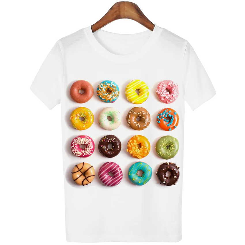 Женские 3D топы Повседневная футболка с пончиками женские футболки для девочек