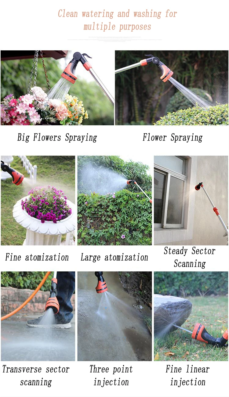 Telescopic Long Pole Washer Water Gun Spray Durable Powerful High Pressure Power Water Gun Car Wash Jet Watering Kit