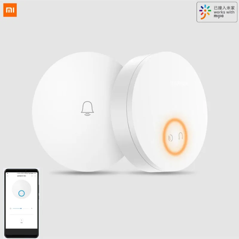 Беспроводной дверной звонок Xiaomi без аккумулятора без проводки Linptech самогенерирующаяся память отключения питания Регулируемая громкость работа с приложением Mihome