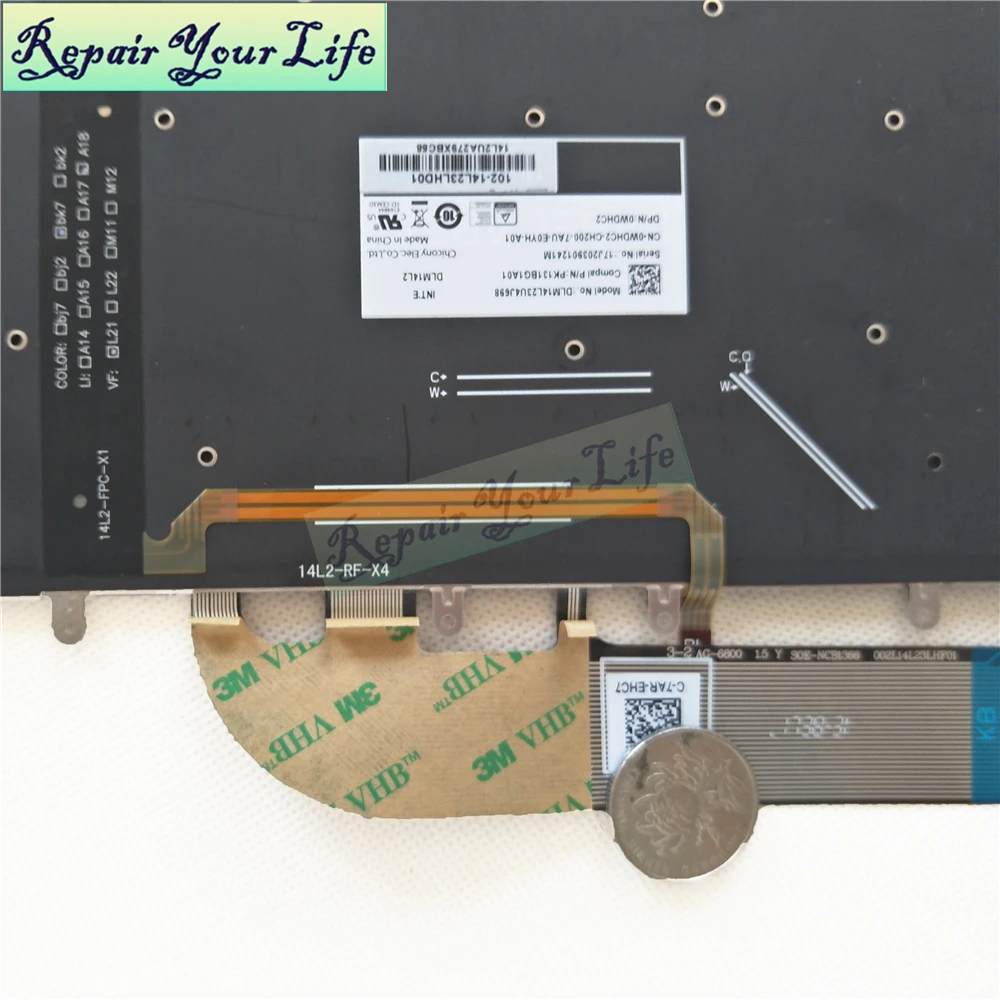 Клавиатура для ноутбука Dell 5510 M5510 XPS 15-9550-D1728 D1828T 15-7558 9560 7568 английская с черной