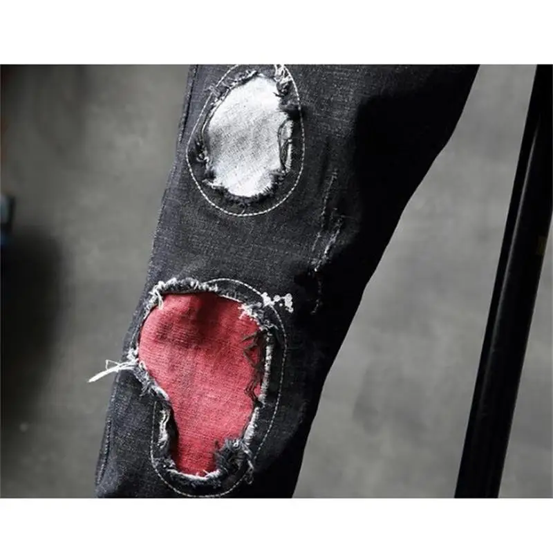 

Jeans men black 100% Cotton ripped afligido jeans high quality trousers cool men jeans fashion pants #JD8815
