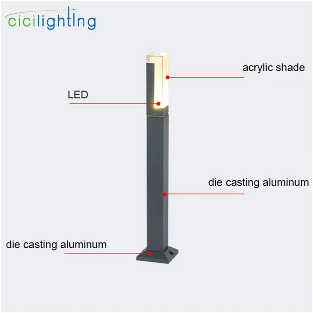 Новые длинные L30cm L40cm L60cm светодиодные лужайки, Черные Серые Литые алюминиевые дорожки освещения, 7W светодиодные садовые Дворовые дорожки лампы