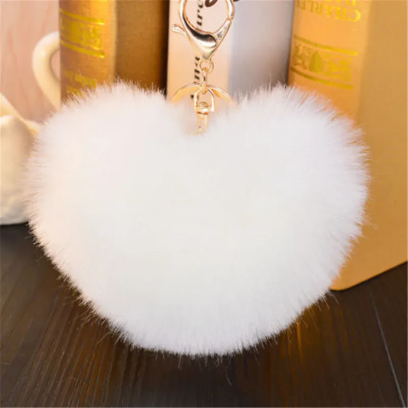 Меховое кольцо в форме сердца с подвеской из мягкого Помпона для телефона