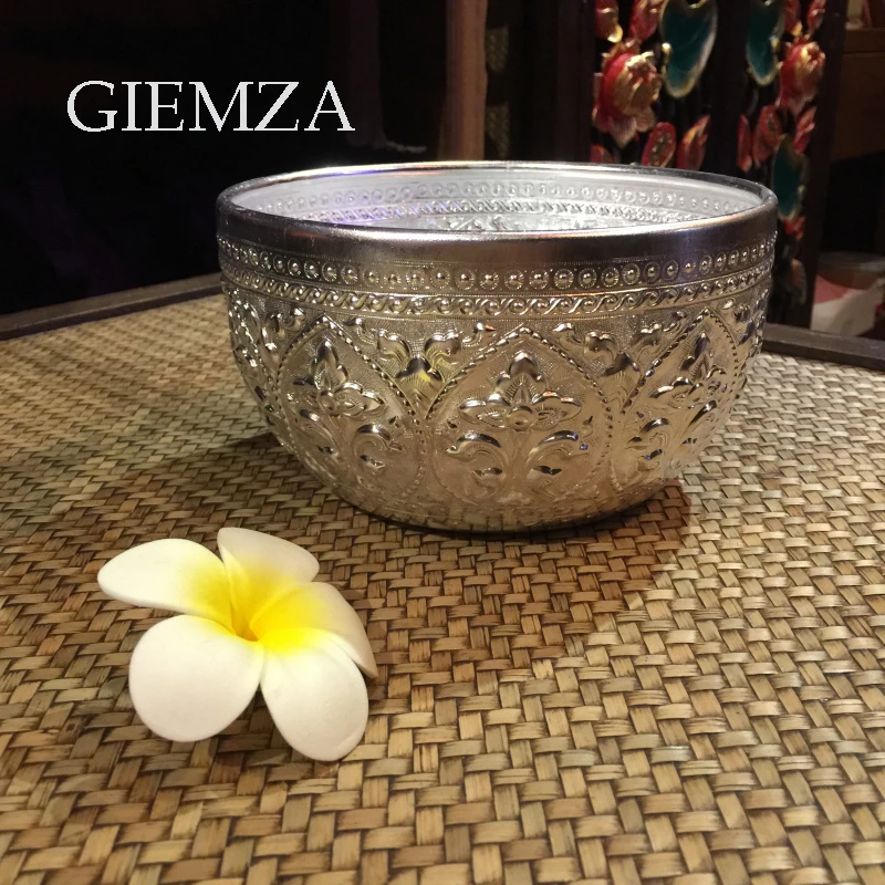 GIEMZA металлические жестяные миски для спа-сервировки, для смешивания, 1 шт., большая миска для салата, кухни, конфет, Винтаж, Таиланд, декоративные, без крышки